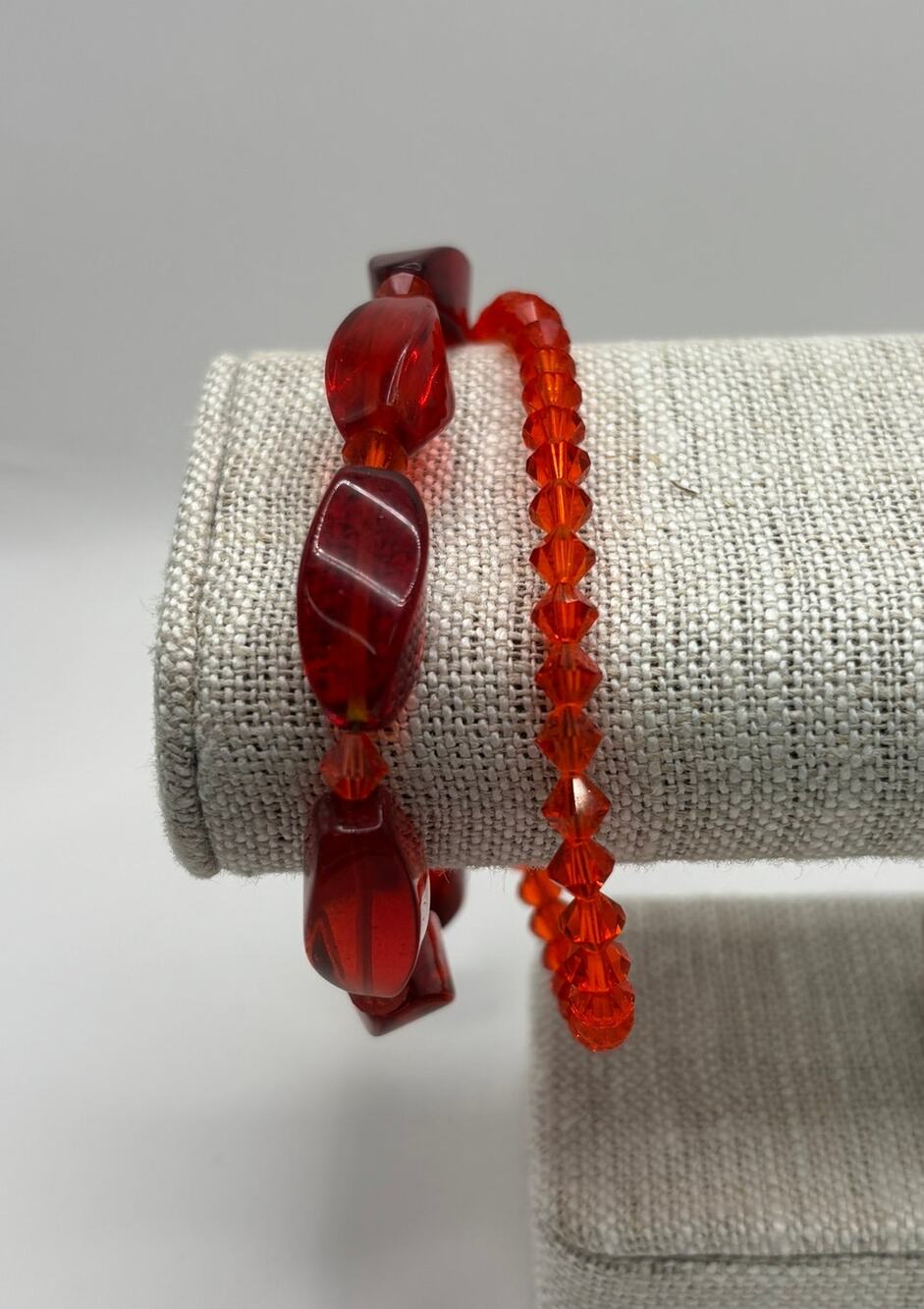 Lori Frantz Koenig Orange Austrian Crystal & Bead Double Strand Bracelet #76907